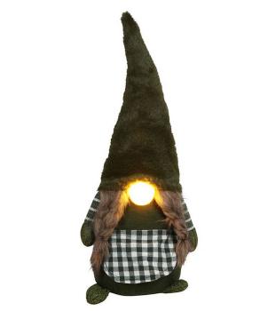 Preview: XXL Wichtel Frau Weihnachten mit LED Nase 56cm - 2 Farben -